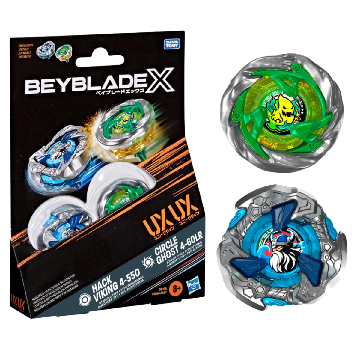 HASBRO - Beyblade X: Circle Ghost 4-60LR UX & Hack Viking 4-55O UX
