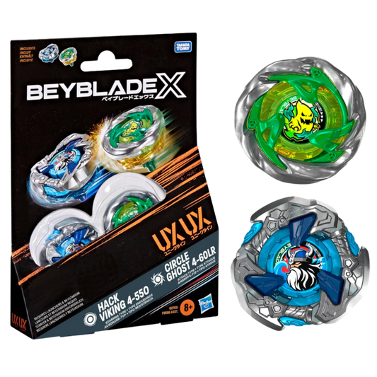HASBRO - Beyblade X: Circle Ghost 4-60LR UX & Hack Viking 4-55O UX