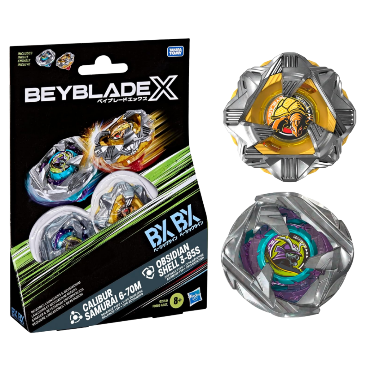 HASBRO - Beyblade X: Calibur Samurai 6-70M BX & Obsidian Shell 3-85S